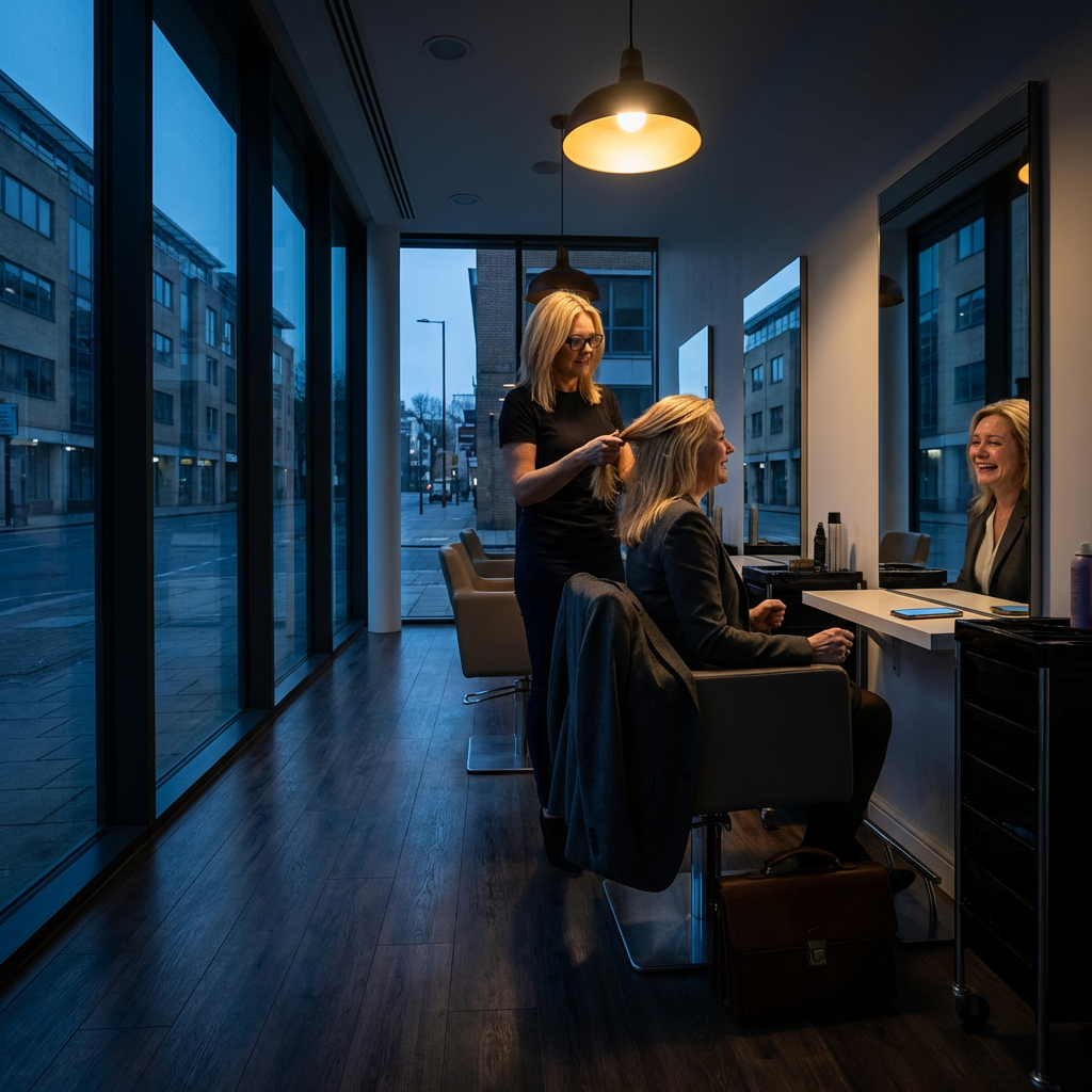 Lisa Renner's salon at dawn — before the city wakes up